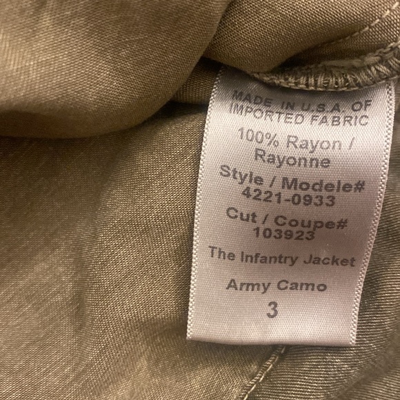 Current/Elliott Camo The Infantry Jacket Double Snap Belted - Pockets Women’s 3 - Picture 10 of 15